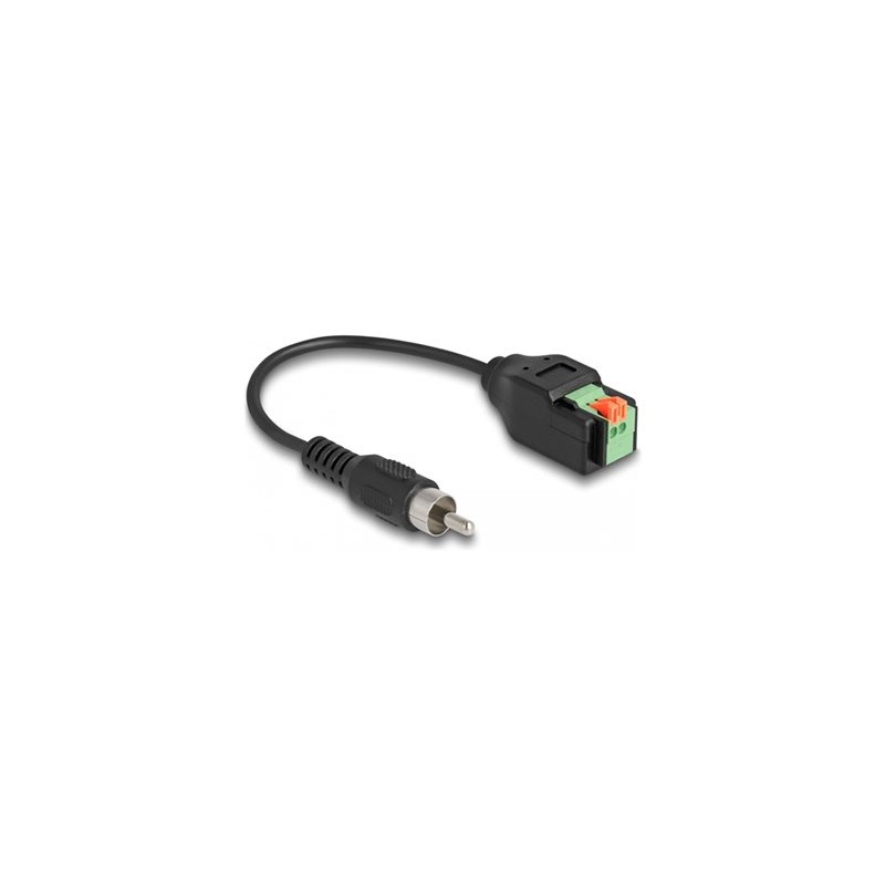 Delock - Audio adaptér - svorkovnice se 2 piny do RCA s piny (male) - 15 cm - cerná