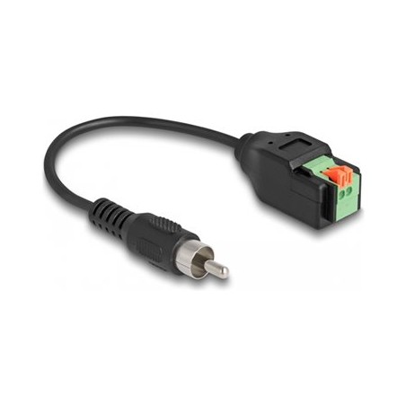 Delock - Audio adaptér - svorkovnice se 2 piny do RCA s piny (male) - 15 cm - cerná