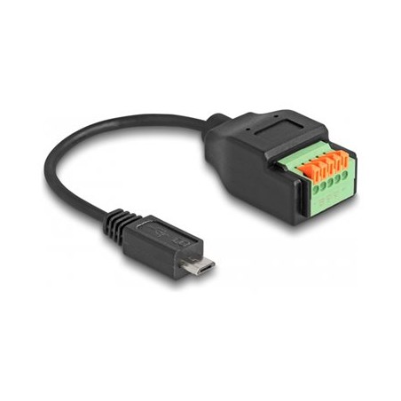 Delock - USB adaptér - terminál s 5 piny do Micro USB typ B (M) - USB 2.0 - 15 cm - cerná