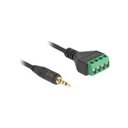 Delock - Audio adaptér - mini jack s piny (male) do blok svorkovnice se 4 kolíky - 20 cm - cerná