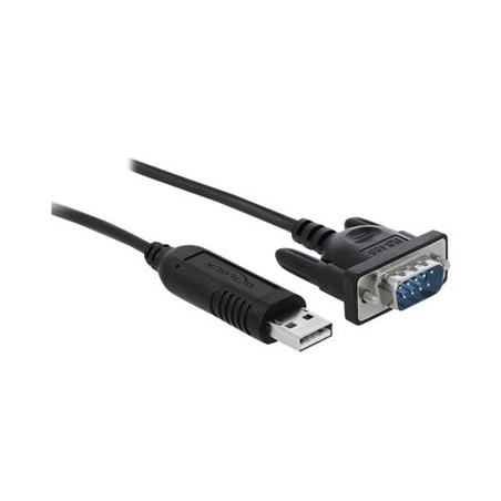 Delock - Sériový kabel - USB (M) do DB-9 (M) - 1.8 m - křídlové šrouby - černá