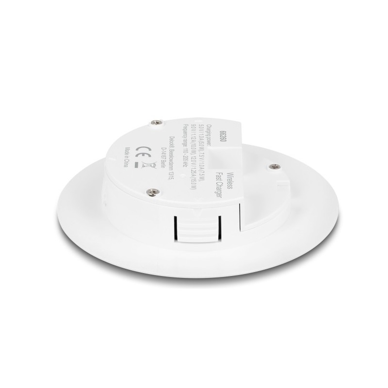 Delock - Bezdrátová nabíjecí podložka - pro montáž na stul - 15 Watt - 1.25 A - Fast Charge - bílá