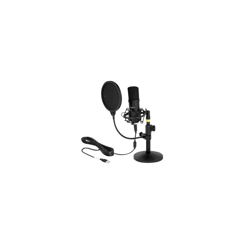 Delock Professional USB Condenser Microphone Set for Podcasting and Gaming - Mikrofon - USB - černá
