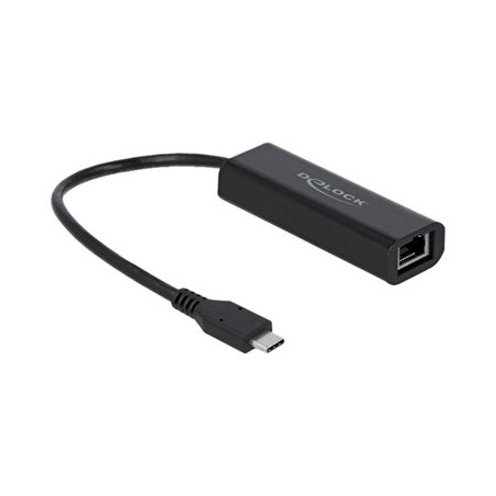 Delock - Síťový adaptér - USB-C 3.1 Gen 1 / Thunderbolt 3 - 100M/1G/2.5G Gigabit Ethernet - černá