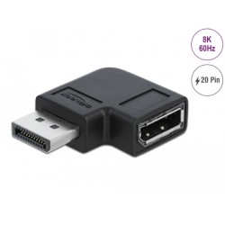 Delock - Adaptér DisplayPort - DisplayPort (M) levý úhel do DisplayPort (F) - DisplayPort 1.4 - 3.3 V - podpora 8K UHD (7680 x