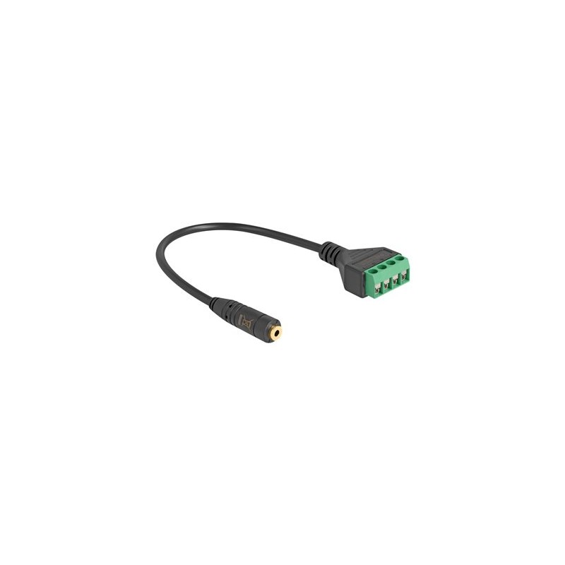 Delock - Audio adaptér - 2,5 mm 4pinový stereo jack se zdírkami (female) do blok svorkovnice se 4 kolíky - 20 cm - cerná