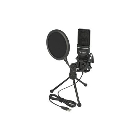Delock USB Condenser Microphone Set for Podcasting, Gaming and Vocals - Mikrofon - USB - černá