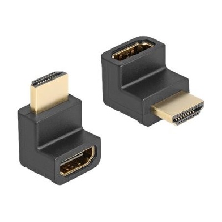 Delock - Vysoká rychlost - pravoúhlý adaptér HDMI - HDMI s piny (male) do HDMI se zdírkami (female) dolu zahnutý - cerná