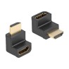 Delock - Vysoká rychlost - pravoúhlý adaptér HDMI - HDMI s piny (male) do HDMI se zdírkami (female) dolu zahnutý - cerná