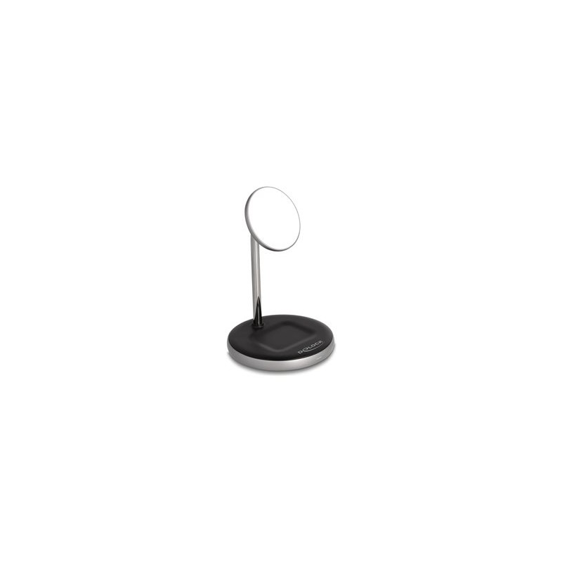 Delock - Stojan pro bezdrátové napájení - 2 v 1 - 15 Watt - 1.66 A - Fast Charge - 2 výstupní konektory - cerná/šedá/bílá