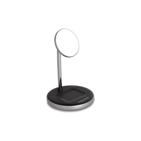 Delock - Stojan pro bezdrátové napájení - 2 v 1 - 15 Watt - 1.66 A - Fast Charge - 2 výstupní konektory - cerná/šedá/bílá