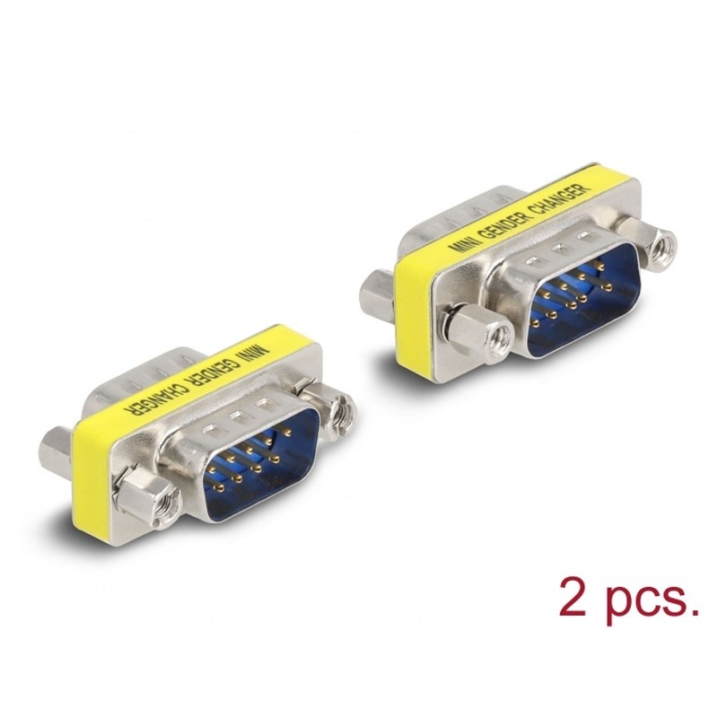 Delock - Gender changer - DB-9 (M) do DB-9 (M) (balení 2)