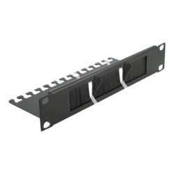 Delock Cable Management Brush Strip with Cable Support Plate - Panel pro správu kabelu s kartácem - cerná - 1U - 10"