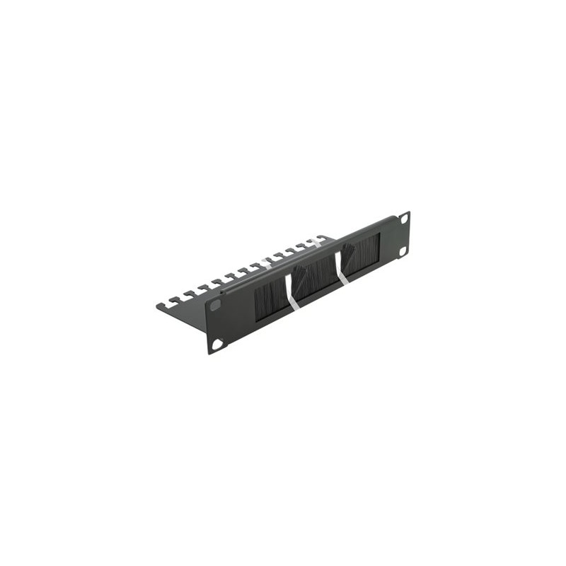 Delock Cable Management Brush Strip with Cable Support Plate - Panel pro správu kabelu s kartácem - cerná - 1U - 10"