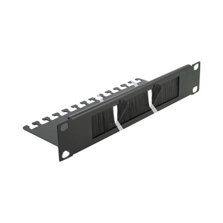 Delock Cable Management Brush Strip with Cable Support Plate - Panel pro správu kabelu s kartácem - cerná - 1U - 10"