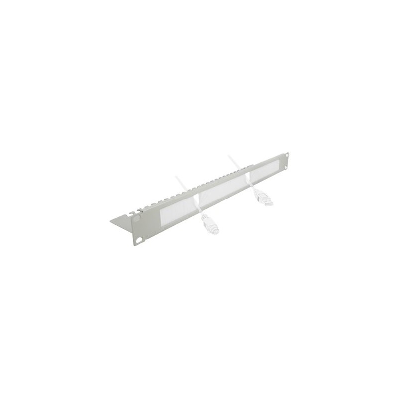 Delock Cable Management Brush Strip with Cable Support Plate - Panel pro správu kabelu s kartácem - šedá - 1U - 19"