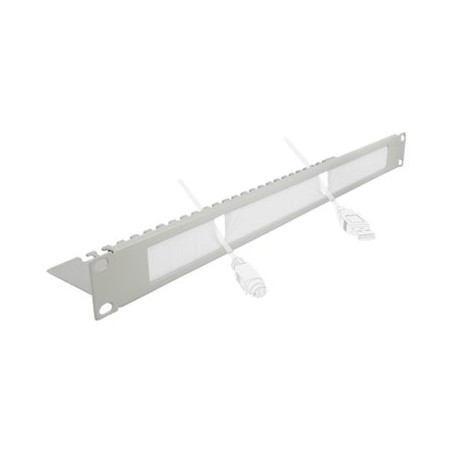 Delock Cable Management Brush Strip with Cable Support Plate - Panel pro správu kabelu s kartácem - šedá - 1U - 19"