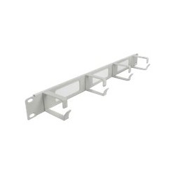 Delock Cable Management Brush Strip with 4 hooks - Panel pro správu kabelu s kartácem - šedá - 1U - 19"