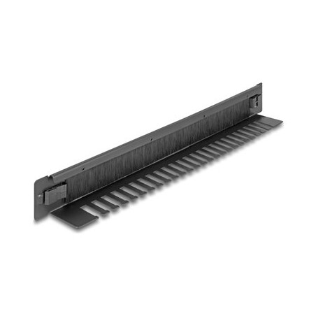 Delock - Panel kartácového pásku - s držákem kabelu, bez použití nástroju - montáž do racku - cerná - 1U - 19"