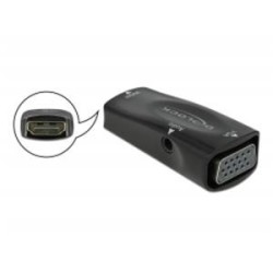 Delock - Video adaptér - HDMI se zdířkami (female) do HD-15 (VGA), mini-phone stereo 3.5 mm se zdířkami (female) - černá