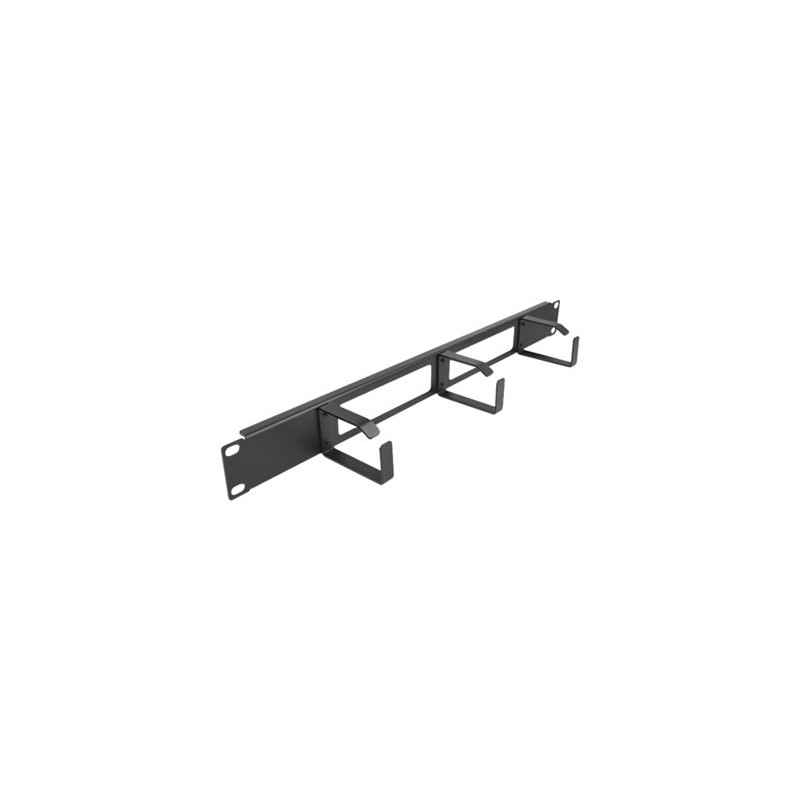 Delock - Panel pro správu kabelů s háčky - 2 vstupy a 3 háky - černá - 1U - 19"