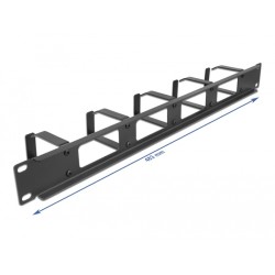 Delock - Stojanový panel pro uspořádání kabelů - černá - 1U - 19" 66659