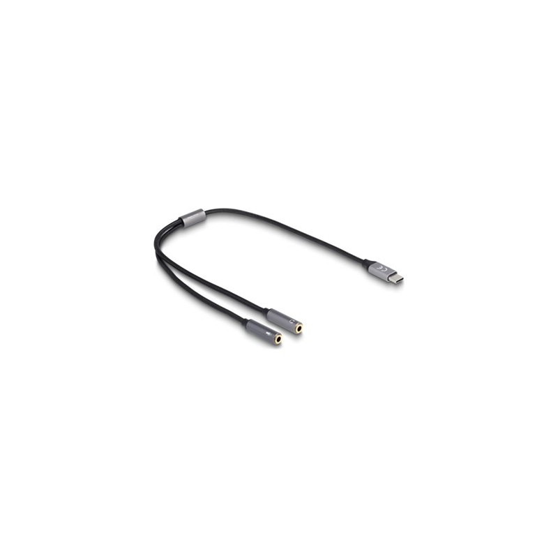 Delock - Adaptér USB-C/jack sluchátek - 24 pin USB-C s piny (male) do audio jack 3,5 mm se zdírkami (female) - 40 cm