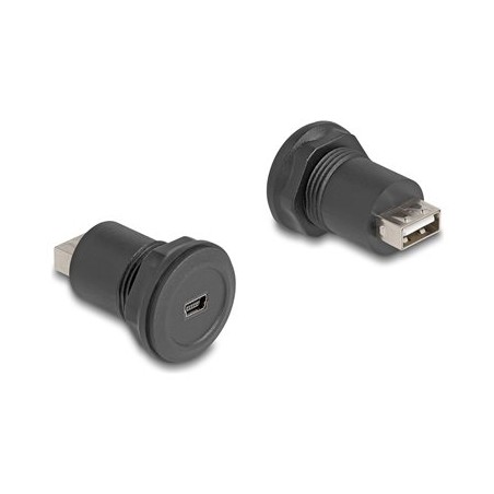 Delock - USB adaptér - USB (F) do mini-USB Type B (F) - cerná