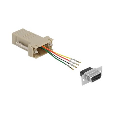 Delock Assembly Kit - Sériový adaptér - DB-9 (F) šroubovací do RJ-11/RJ-14 (F) - individuálně přiřaditelné sériové rozhraní