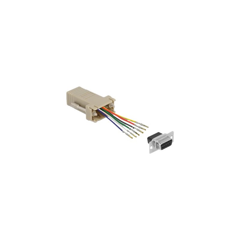Delock Assembly Kit - Sériový adaptér - DB-9 (F) šroubovací do RJ-12 (6kolíkový) (F) - individuálně přiřaditelné sériové