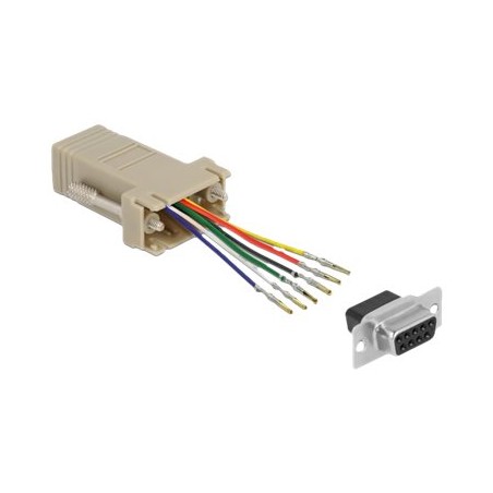 Delock Assembly Kit - Sériový adaptér - DB-9 (F) šroubovací do RJ-12 (6kolíkový) (F) - individuálně přiřaditelné sériové