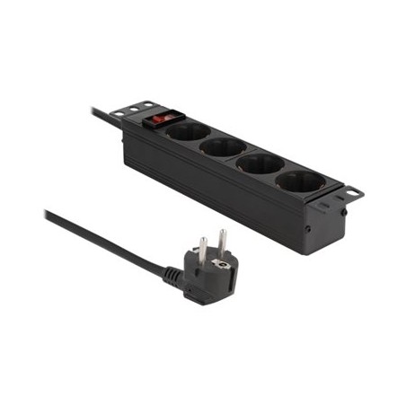 Delock - Napájecí pásek (montáž na stěnu) - AC 220-250 V - 3500 Watt - vstup: power CEE 7/7 - výstupní konektory: 4 (4 x CEE