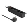 Delock - Napájecí pásek (montáž na stěnu) - AC 220-250 V - 3500 Watt - vstup: power CEE 7/7 - výstupní konektory: 4 (4 x CEE