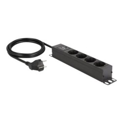 Delock - Napájecí pásek (montáž na stenu) - AC 220-250 V - 3500 Watt - vstup: power CEE 7/7 - výstupní konektory: 4 (4 x CEE