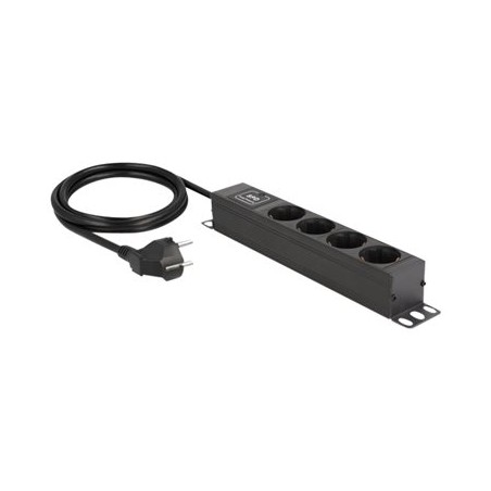 Delock - Napájecí pásek (montáž na stenu) - AC 220-250 V - 3500 Watt - vstup: power CEE 7/7 - výstupní konektory: 4 (4 x CEE