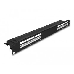19 Patch Panel 16 port Cat.6A 1U black, 19 Patch Panel 16 port Cat.6A 1U black