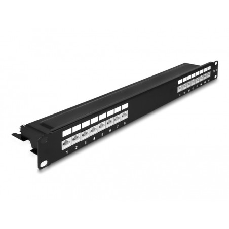 19 Patch Panel 16 port Cat.6A 1U black, 19 Patch Panel 16 port Cat.6A 1U black