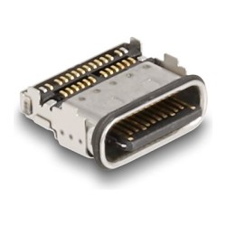 Delock - Napájecí / datový konektor - 24 pin USB-C (F) pájený - 100 V - 5 A - vodotesný (balení 10)