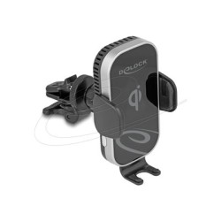 Delock - Držák bezdrátové nabíjecky do auta - s nabíjecí a chladicí funkcí, Qi - 15 Watt - 1.25 A - cerná, šedá