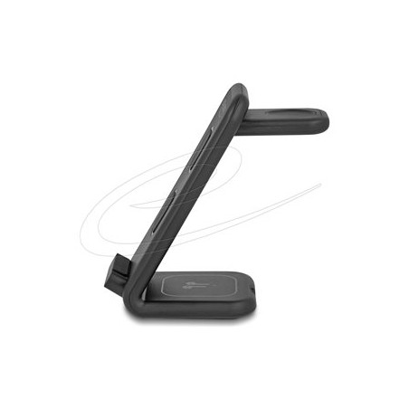 Delock - Stojan pro bezdrátové napájení - 3-v-1, se 2 nabíjecími cívkami - 15 Watt - 1.25 A - cerná