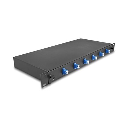 Delock - Optická vana - OS2, kompletne sestavená - prední - montáž do racku - LC Duplex x 6 - cerná - 1U - 19"