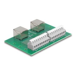 Delock - Sítový adaptér - RJ-45 (F) do svorkovnice s 9 piny - montáž na DIN lištu, tlacítko, roztec 3,81 mm, prirazení pi… 66994