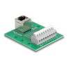 Delock - Sítový adaptér - RJ-45 (F) úhlový do svorkovnice s 9 piny - montáž na DIN lištu, tlacítko, roztec 3,81 mm, prira… 66993