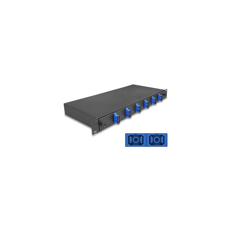 Delock - Optická vana - OS2, smontovaný - prední - montáž do racku - SC Duplex X 6 - cerná - 1U - 19"