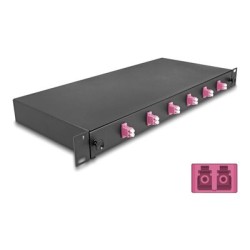 Delock - Optická vana - OM4, kompletne sestavená - prední - montáž do racku - LC Duplex x 6 - cerná - 1U - 19"