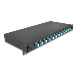 Delock - Optická vana - OM3, kompletne sestavená - prední - montáž do racku - LC Duplex x12 - cerná - 1U - 19"