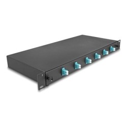 Delock - Optická vana - OM3, kompletne sestavená - prední - montáž do racku - LC Duplex x 6 - cerná - 1U - 19"