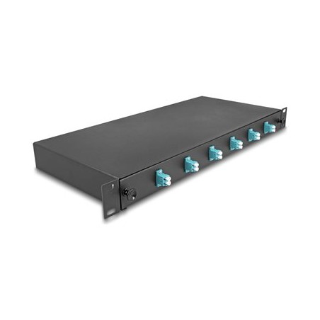 Delock - Optická vana - OM3, kompletne sestavená - prední - montáž do racku - LC Duplex x 6 - cerná - 1U - 19"