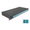 Delock - Optická vana - OM3, kompletne sestavená - prední - montáž do racku - LC Duplex x 24 - cerná - 1U - 19"