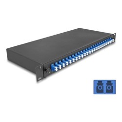 Delock - Optická vana - OS2, kompletne sestavená - prední - montáž do racku - LC Duplex x 24 - cerná - 1U - 19"